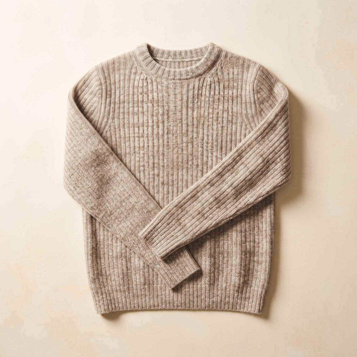 Men's Undyed Ribbed Cashmere Crewneck Sweater - Signature