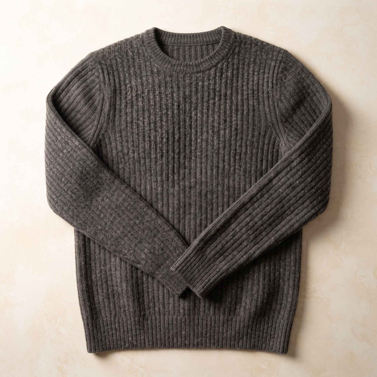 Men's Undyed Ribbed Cashmere Crewneck Sweater - Signature