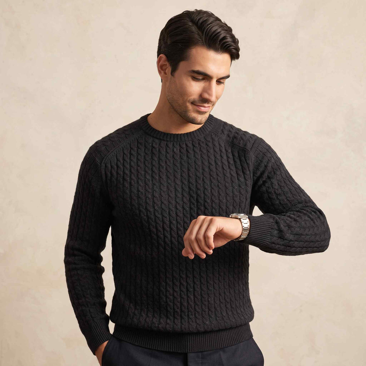 Cashmere Cable-Knit Sweater - Atlas Hand-Knitted