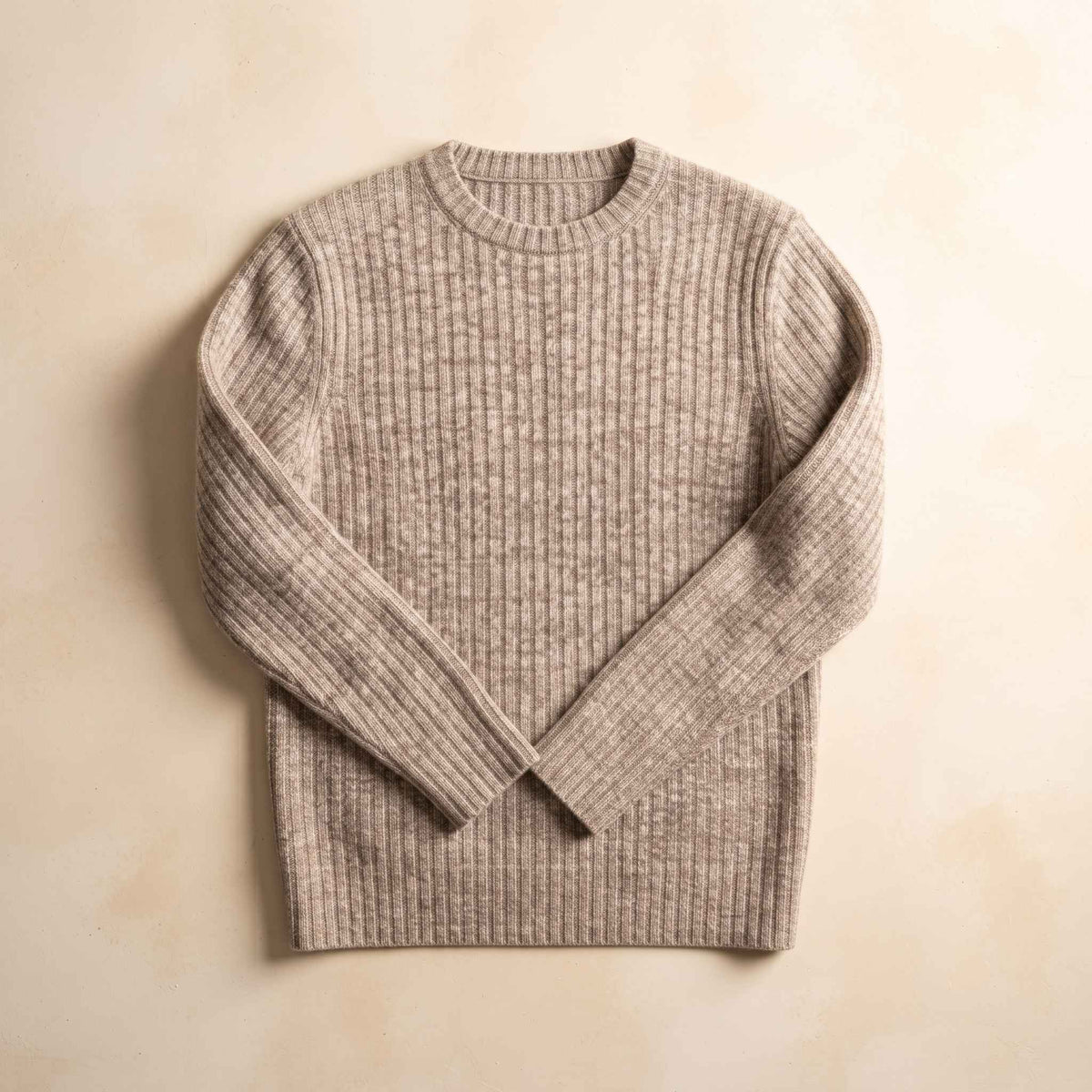 Men's Undyed Ribbed Cashmere Crewneck Sweater - Signature