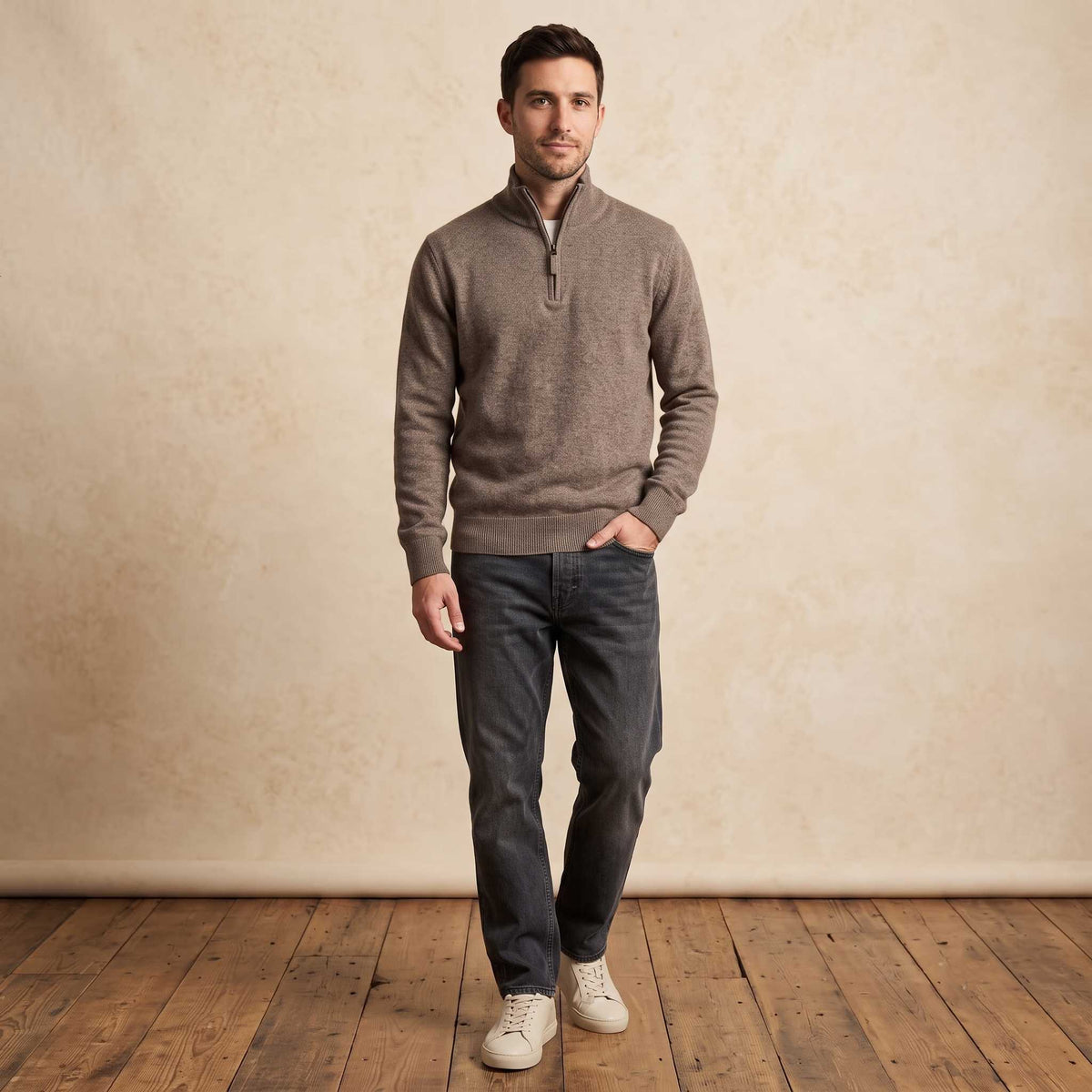 Men's Undyed Cashmere Quarter-Zip Sweater - Executive