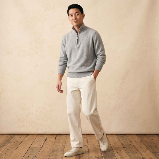 Men's Undyed Cashmere Quarter-Zip Sweater - Executive