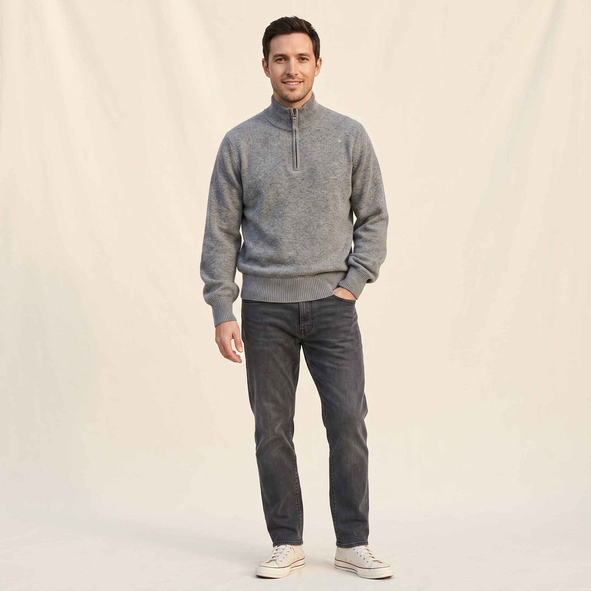 Men's Undyed Cashmere Quarter-Zip Sweater - Executive
