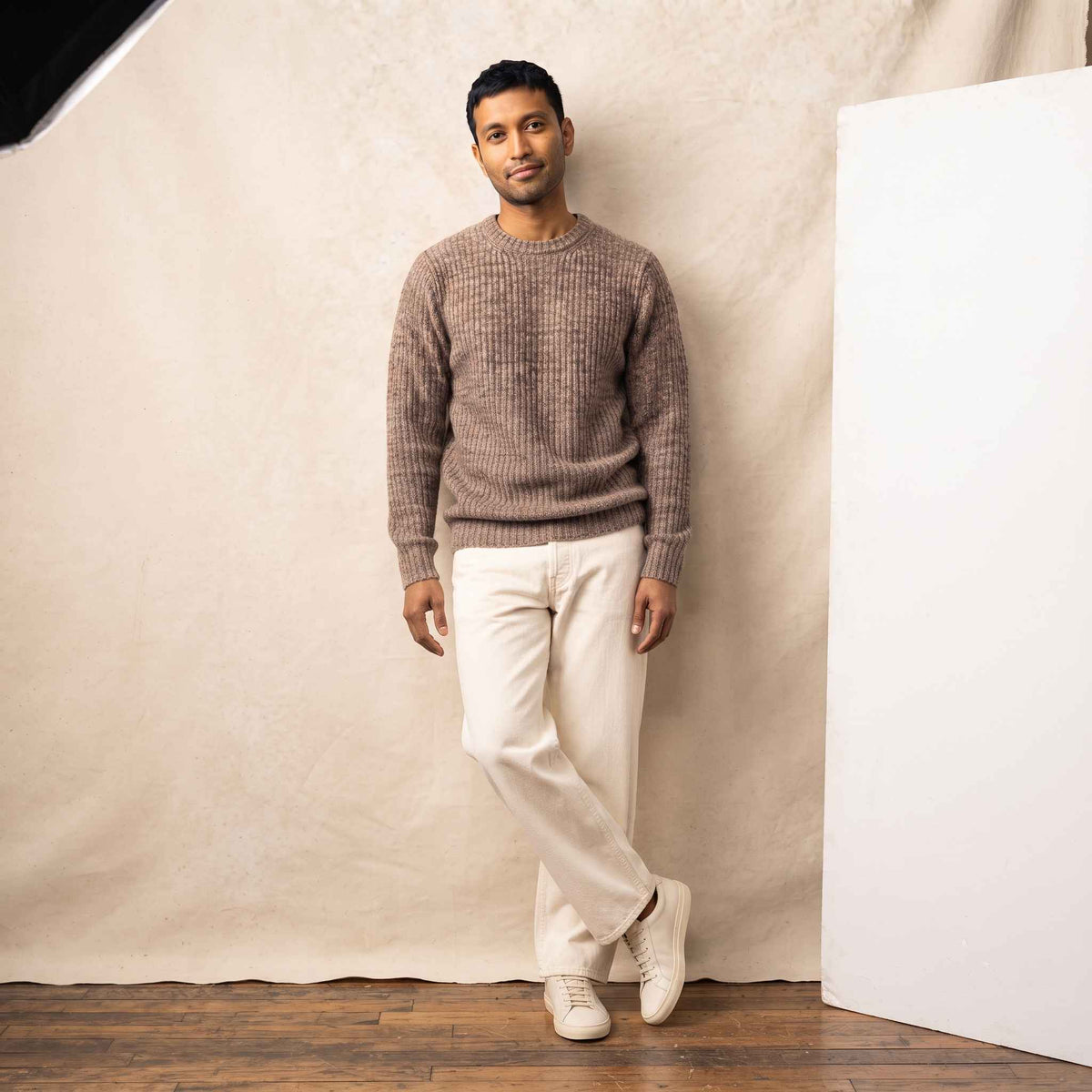 Men's Undyed Ribbed Cashmere Crewneck Sweater - Signature